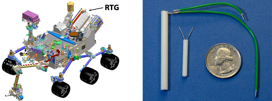 Mars rover composite picture showing a diagram of the rover on the left and the heat sensors on the right.