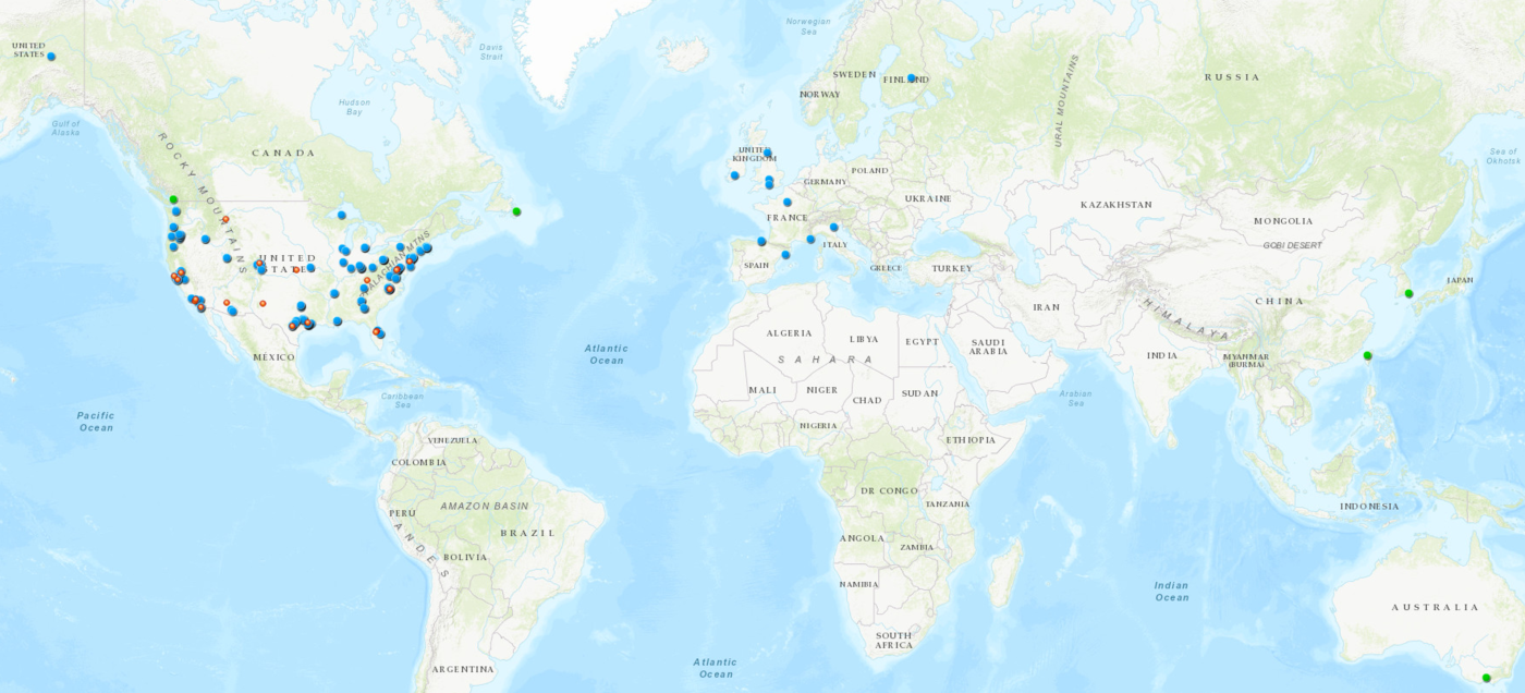 Public Safety Innovation Accelerator Program Map as of July 20, 2018