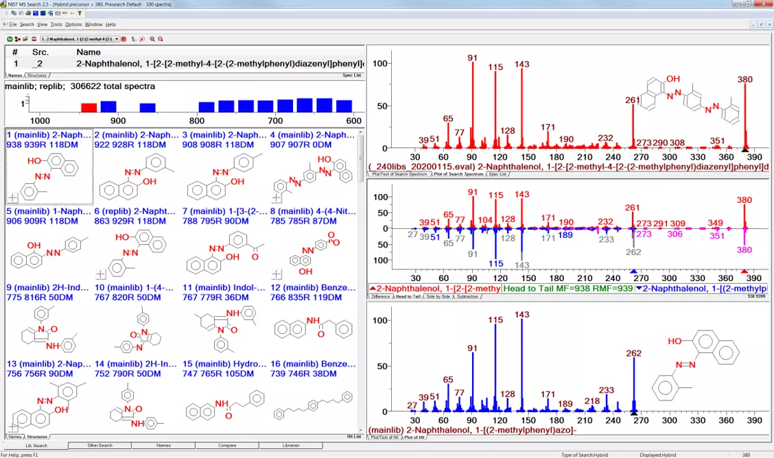 Screenshot of hybrid search function