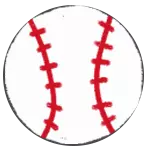 Hand-drawn baseball has red stitching.