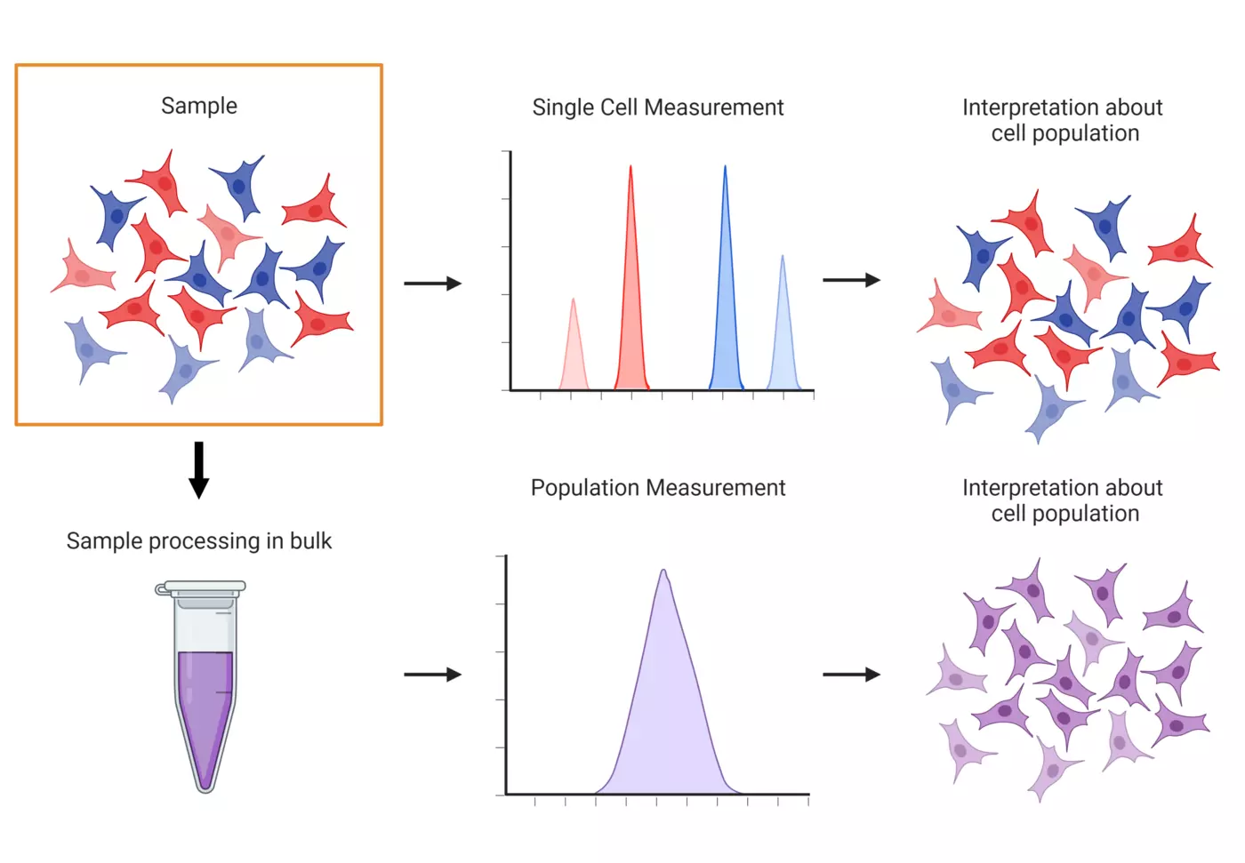 Single-cell measurements retainining individual information about individual cells