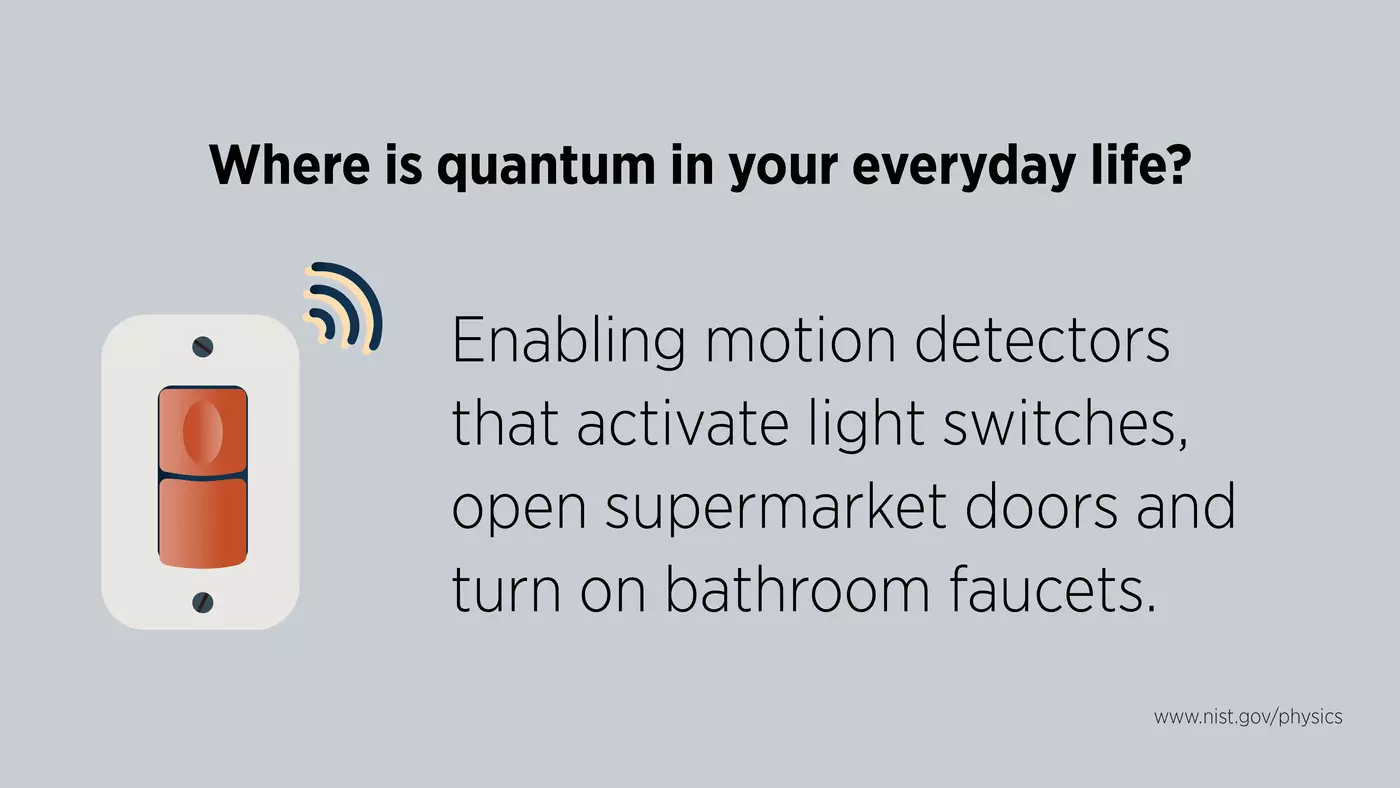 Text: Enabling motion detectors that activate light switches, open supermarket doors and turn on bathroom faucets