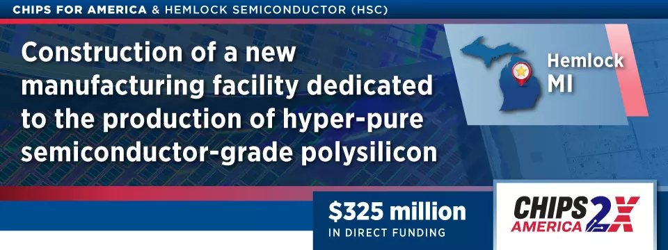award banner of hemlock semiconductor in hemlock, michigan