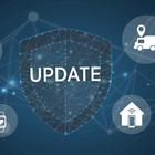 Shield labeled "Update" is surrounded by icons for Internet of Things applications like fitness trackers and smart home systems.