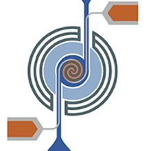 Drawing of a spiral delay line heater element, designed with the CNST Nanolithography Toolbox software