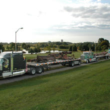 A truck returning steel recovered the the World Trade Center towers returned to the Port Authority of New York and New Jersey.