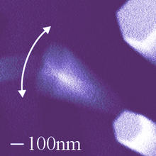 Electron micrograph of a NIST-grown nanowire with a high "quality factor" vibrating more than 1 million times per second.