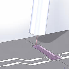 Illustration of an interferometer sensor that uses a laser to measure the displacement of moving objects with high precision. 