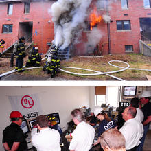 The New York City Fire Department, NIST and Underwriters Laboratories set fire to 20 abandoned townhouses on Governors Island, New York