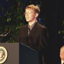 Nathaniel Moore, Chugach School District student, speaking at the Malcolm Baldrige National Quality Award ceremony. 