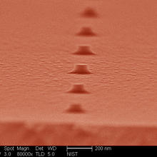 Colorized micrograph of quantum dots 