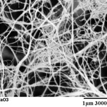 An after microscope image of a pyroelectric detector coated with single-walled nanotubes