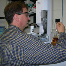 Candid portrait of Thomas Bruno using GC-MS on biofuel sample