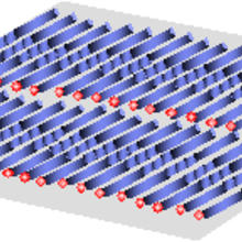 Illustration shows how crystalline zinc oxide nanowires push "seeds" of gold nanoparticles forward as they grow.