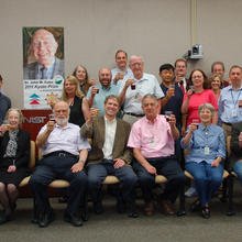 Colleagues at NIST raise a toast to John Cahn for being selected to receive the 2011 Kyoto Prize.