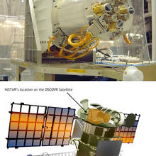 Photo of NISTAR and then an illustration of NISTAR on the DSCOVR satellite