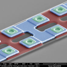 Close-up of Josephson junctions on axion detector