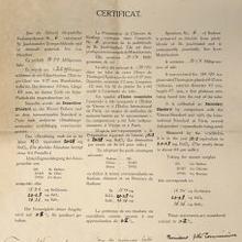 Photo of old document, certificate for Secondary Standard No. 6.