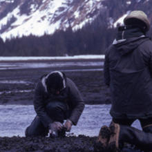 Harry Hertz and associated doing environmental sediment sampling in Prince William Sound Alaska.