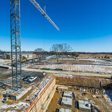 A crane over an open hole