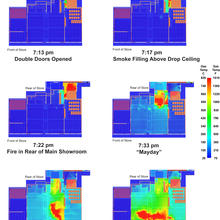 graphic showing the spread of heat from the High Bay Warehouse to the Main Showroom