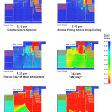 Graphic showing the decrease of oxygen levels in the store as the fire spread.