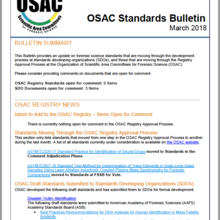OSAC Standards Bulletin, March 2018