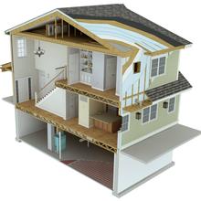 Illustrated cutaway showing the inside of the Net Zero Energy House