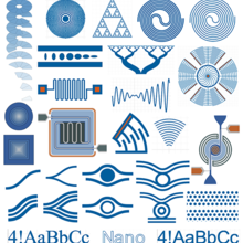 Illustrative subset of parameterized shapes available for nanoscale photonic, electronic, mechanic, fluidic, and other applications.