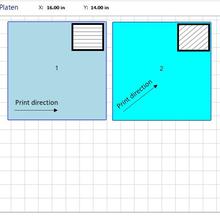 Layout of part fabrication on fused deposition modeling platen.