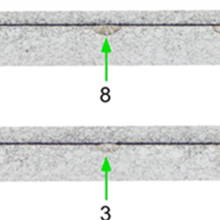 Metallographic cross section 8 x 4 tile composite showing all ten traces as observed in the reflected light bright field mode