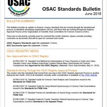 OSAC Standards Bulletin, June 2018
