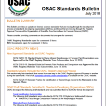 OSAC Standards Bulletin, July 2018