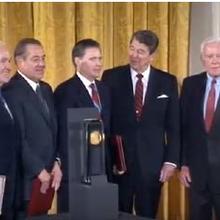 From left to right: 1988 Baldrige Award-Winning Organization Leaders: Robert W. Galvin, chairman of Motorola, Inc.; John C. Marous, chairman and chief executive officer of Westinghouse Electric Corp.; and R. Arden Sims, president and chief executive offic