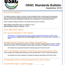OSAC Standards Bulletin September 2018