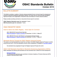 OSAC Standards Bulletin, October 2018