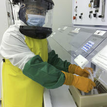 Patricio Flores in the cleanroom