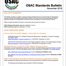OSAC Standards Bulletin, November 2018