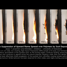 upward flame spread, extinction, soot deposition, HIPS