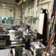 View from inside the X-ray enclosure hutch at the Beamline for Material Measurement.