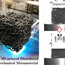 A 3 Dimensional cube of disordered short rods  getting compressed from top to bottom.