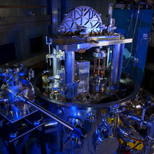 beauty shot of watt balance in blue light