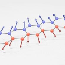 A magnon, or spin wave, in a 1D chain.   Credit:  Sean Kelley/NIST     
