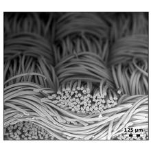 Woven bundles of polyester fibers