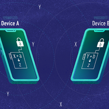 Two cell phones with equations on the screens