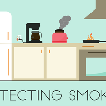 Illustration of kitchen appliances including toaster and frying pan is labeled "Detecting Smoke."
