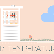 Illustration shows thermometers in a box, clouds and the Sun with the words "Air Temperature."