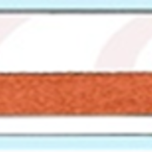 Orange cylinder representing a cigarette with open paper wrapping around it with horizontal bands within the paper.