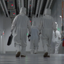 Photo of employees walking inside the fab facility in New York