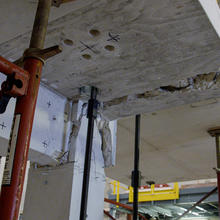 Lab photo showing structural elements being held in place